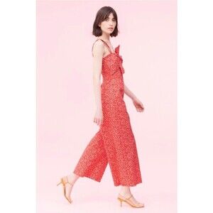 REBECCA TAYLOR Malia Floral Bow Smocked Jumpsuit, Sz L